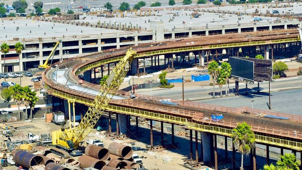 Fall protection at construction of Automated people mover LAX LA USA