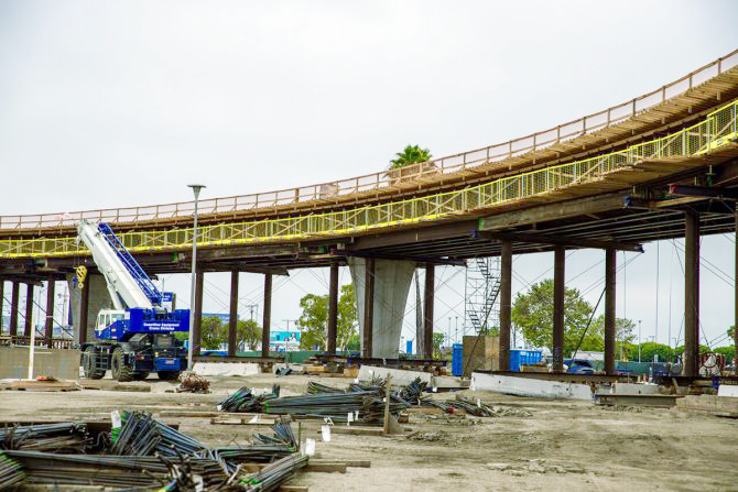 Fall protection at construction of bridge LAX LA USA