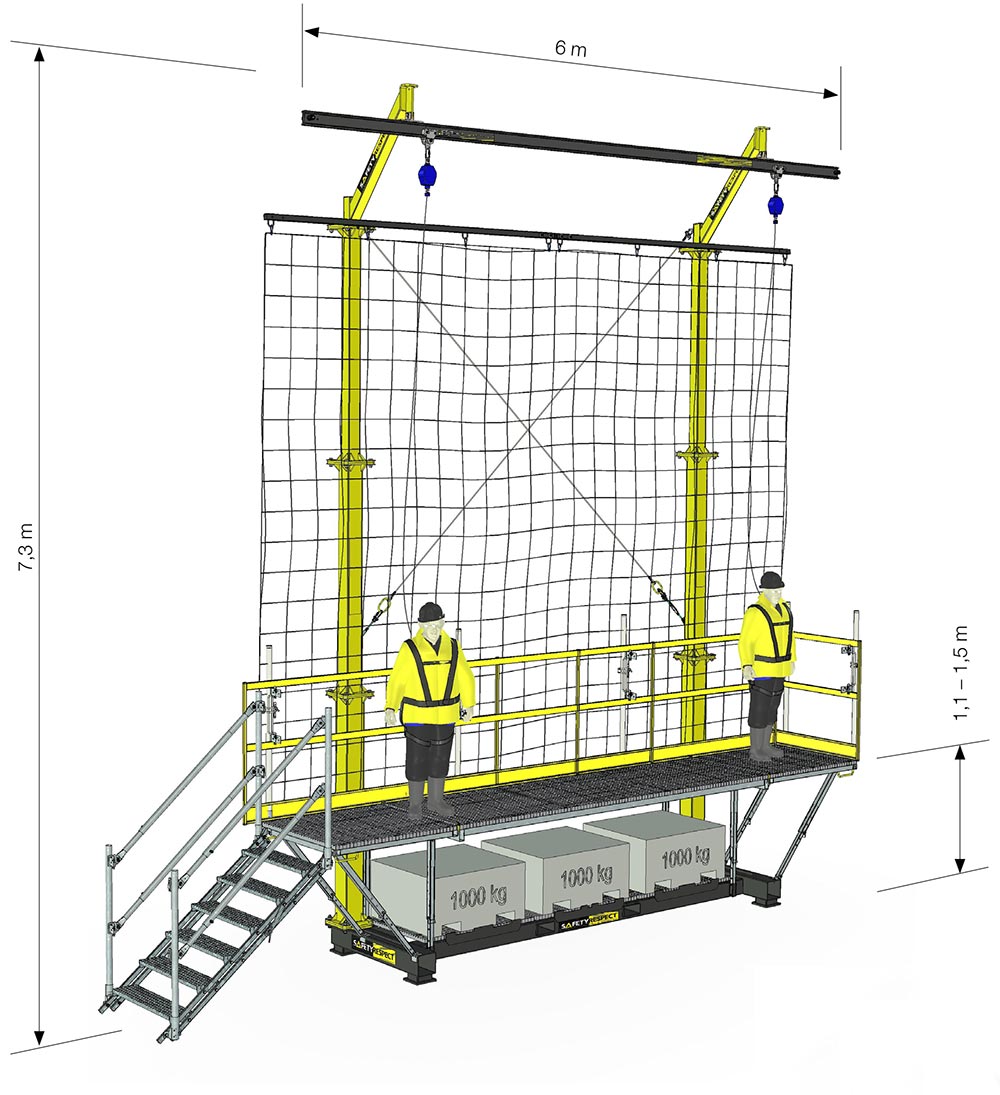 Trailersafe working platform with fall protection