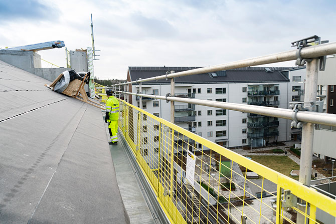 Working platform with fall protection