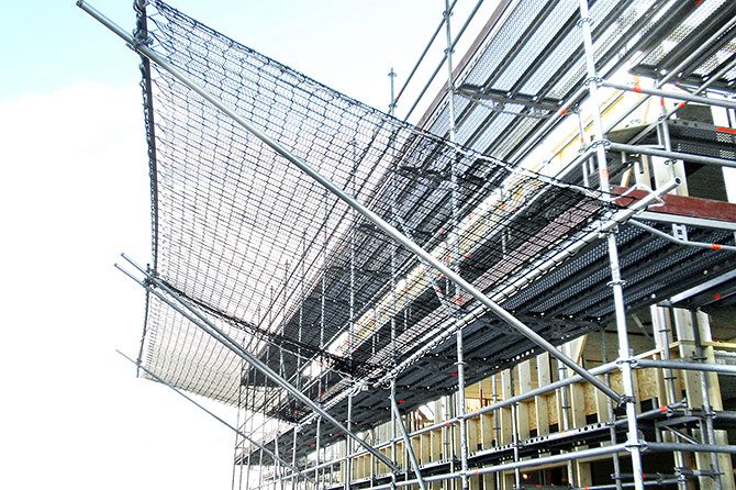 Safety fan on scaffolding